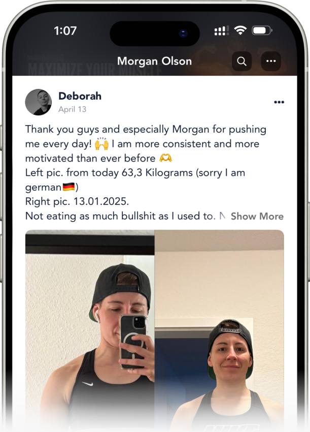 a member's post in the app community: her photo from today beside january, 'not eating as much bullshit as i used to.'